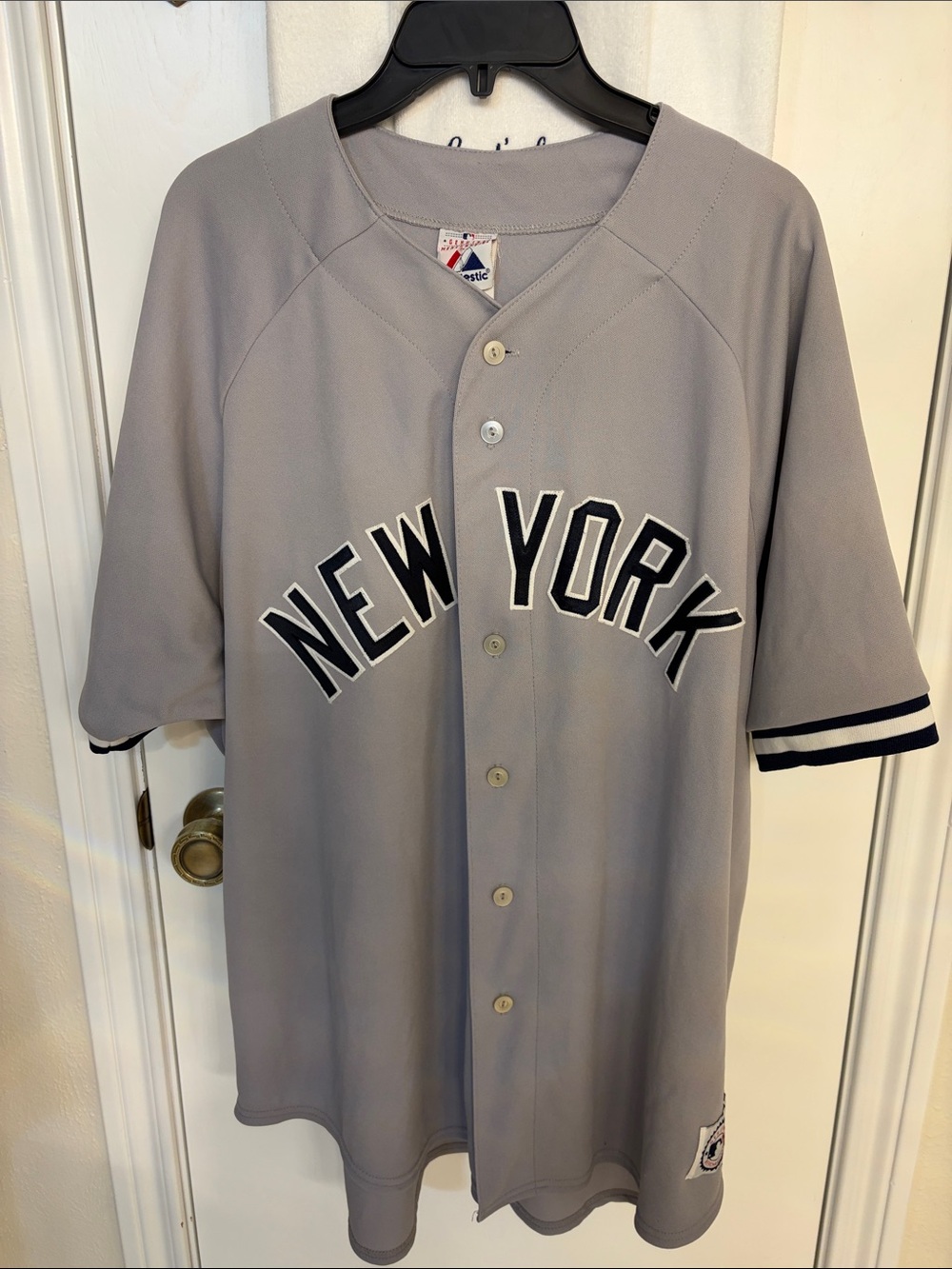 Majestic New York Yankees #2 Derek Jeter MLB Baseball Jersey Gray Men's Size 2X